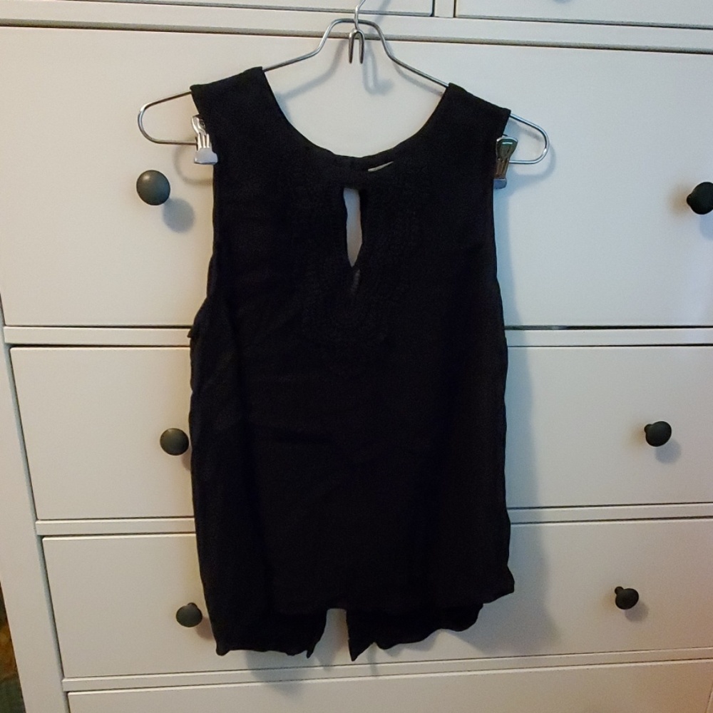 black crocheted tank top